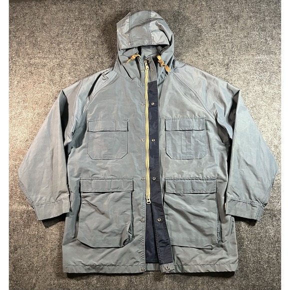 Vintage Woolrich Jacket Mens Green Parka Rain Coat Chore Hooded Medium - Picture 1 of 15